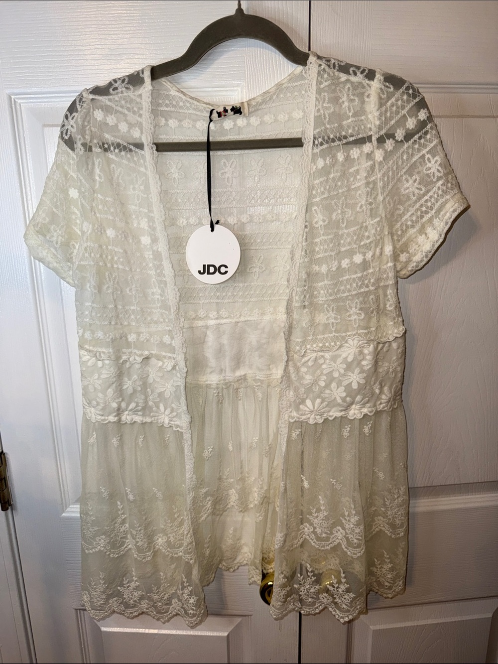 Listicle White Lace Open-Front Cardigan